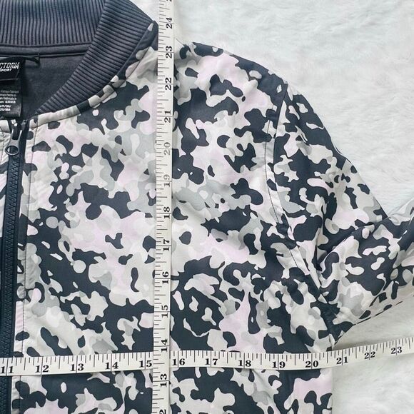 Victoria's Secret Sport Womens Gray Pink Camo Zip Up Bomber Jacket Size Small - Picture 3 of 6